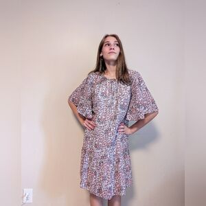 LOFT Purple Floral Eyelet Dress